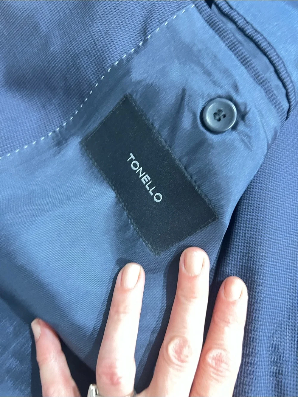 Tonello Men's Dark Blue Two-Button Suit Jacket